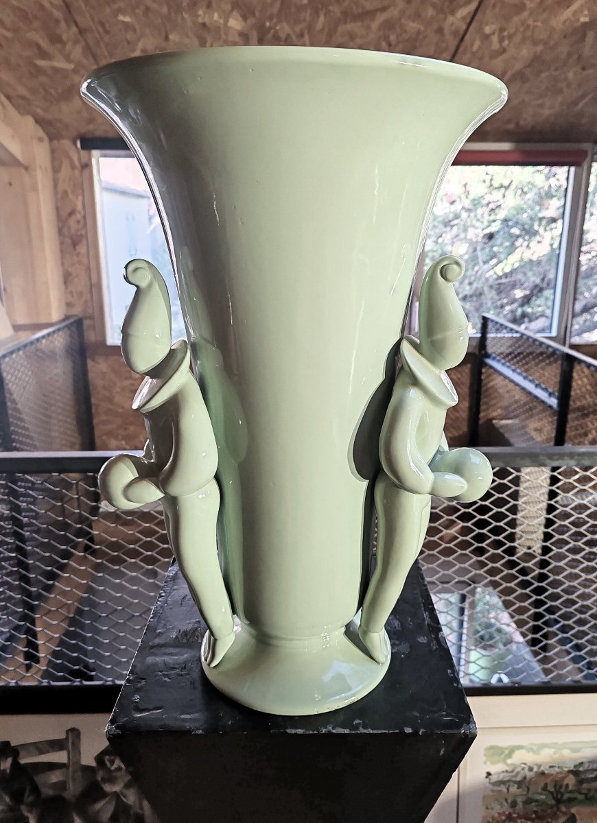 Grand vase « celadon » signé Jean Boggio et édité par Les Héritiers XX ème-photo-3