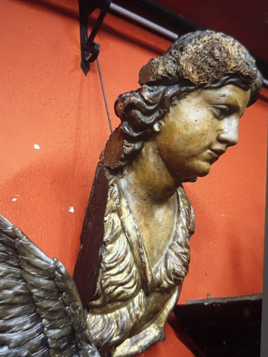 Late 17th Century Wooden Sculpture Of An Angel (a Baroque Church Element)-photo-2