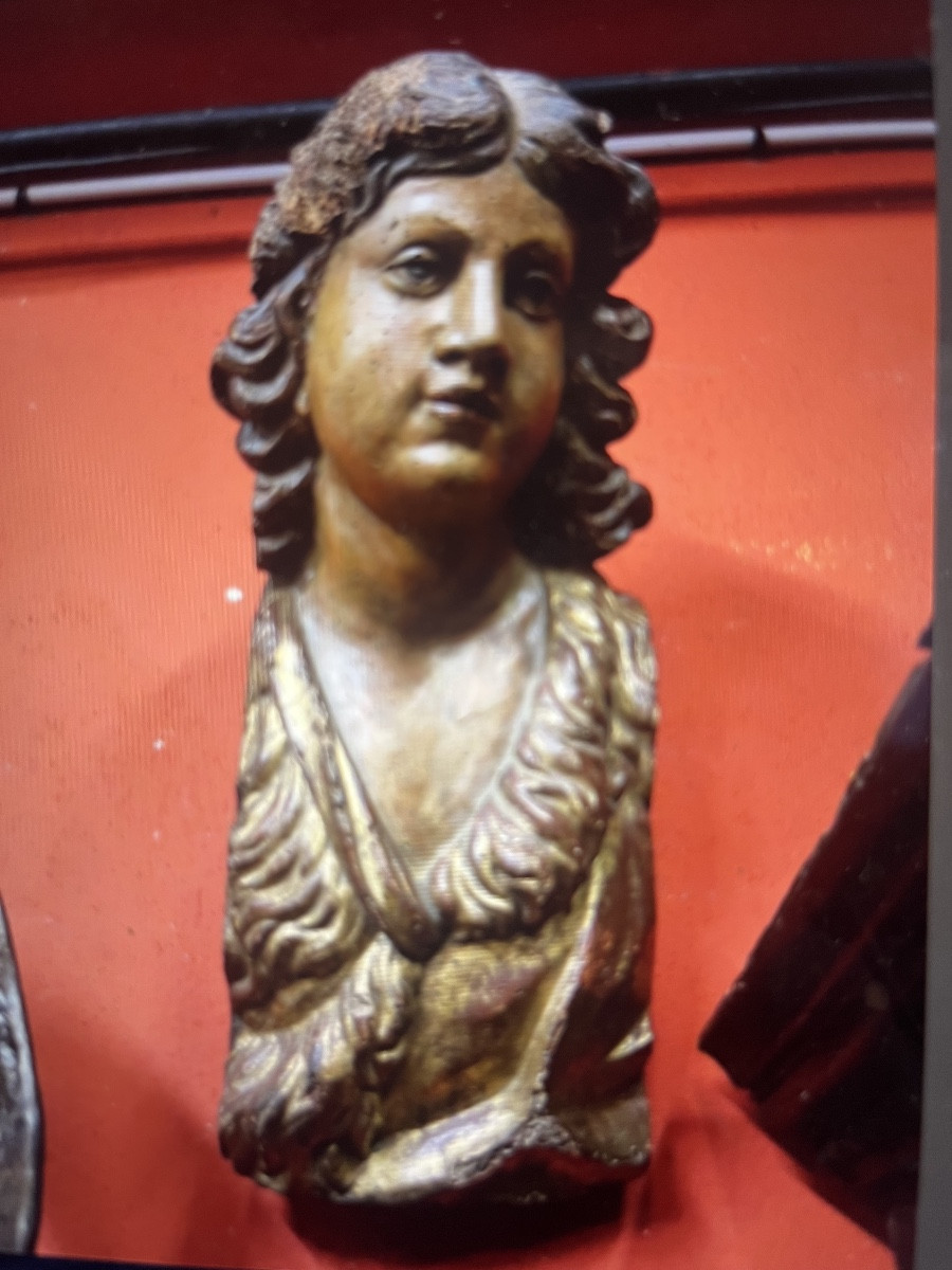 Late 17th Century Wooden Sculpture Of An Angel (a Baroque Church Element)