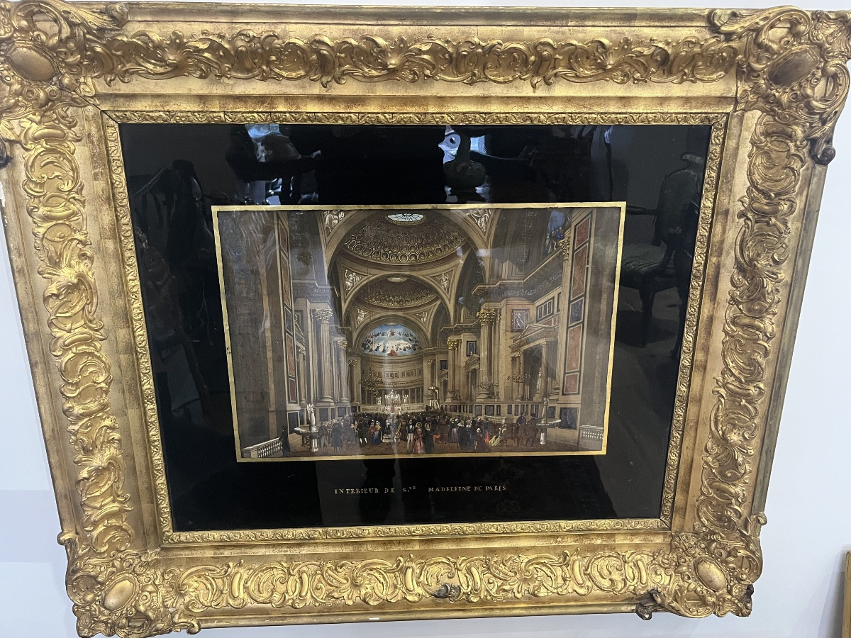 Belle peinture sur papier 19 ieme  église de la Madeleine  à Paris