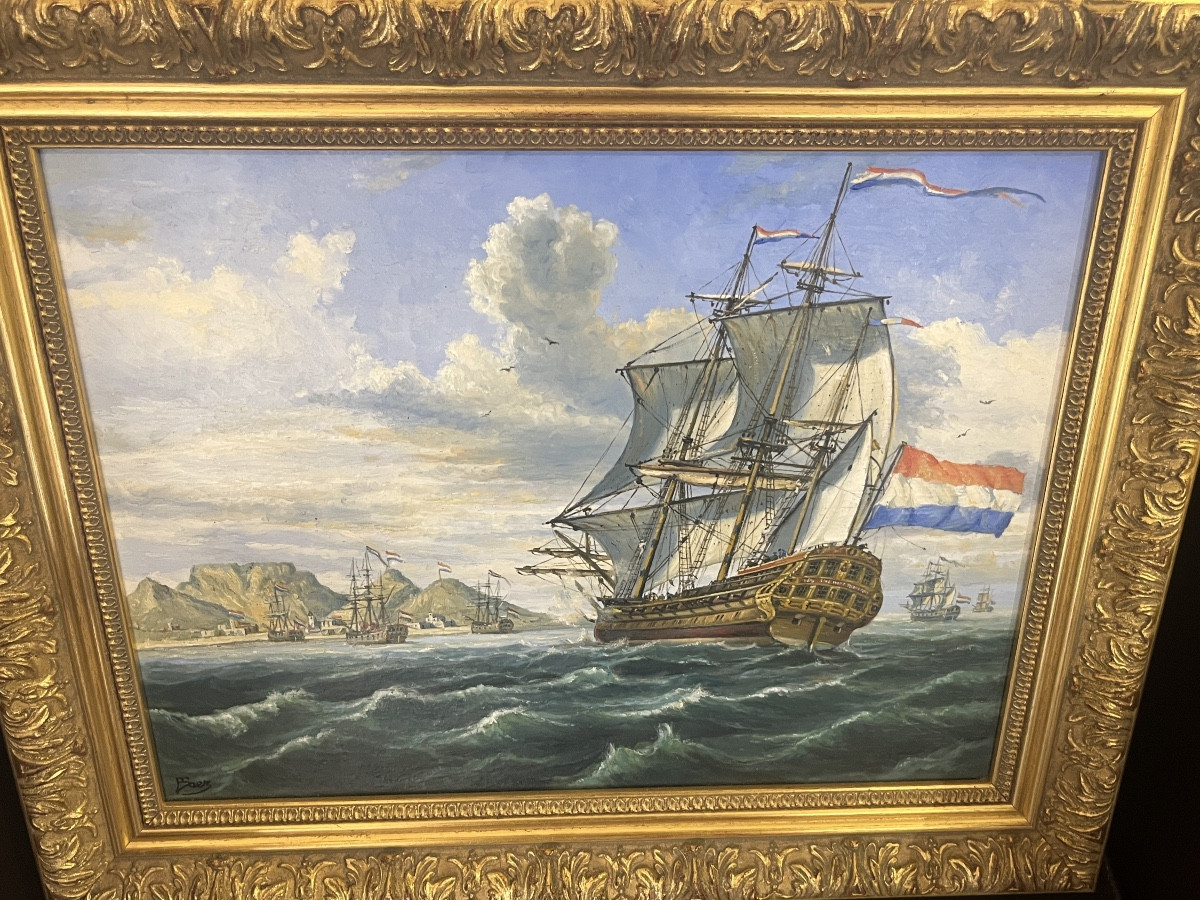 Belle marine compagnie des Indes néerlandaises du peintre Pierre Saez