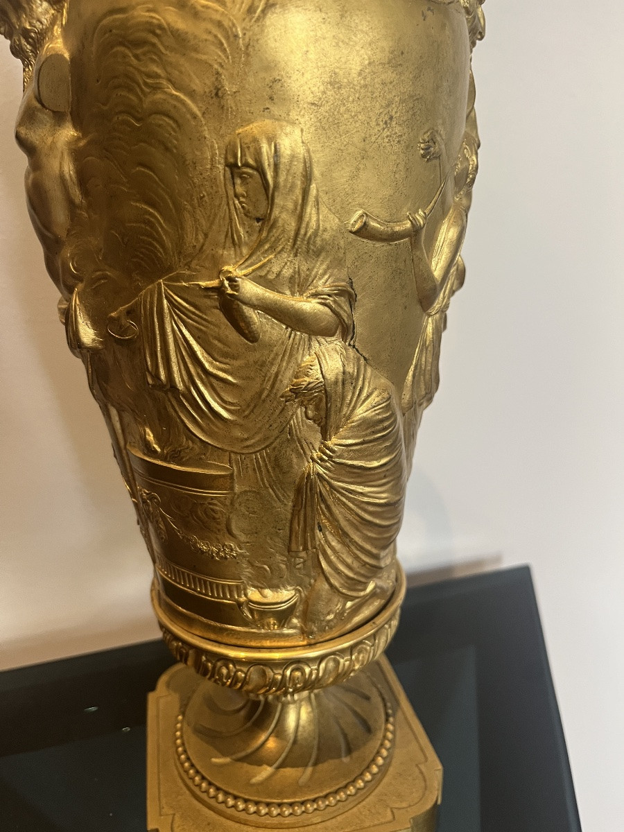 Mercury-gilt Bronze Vase, Empire Style, Neoclassical, Mid-20th Century -photo-3