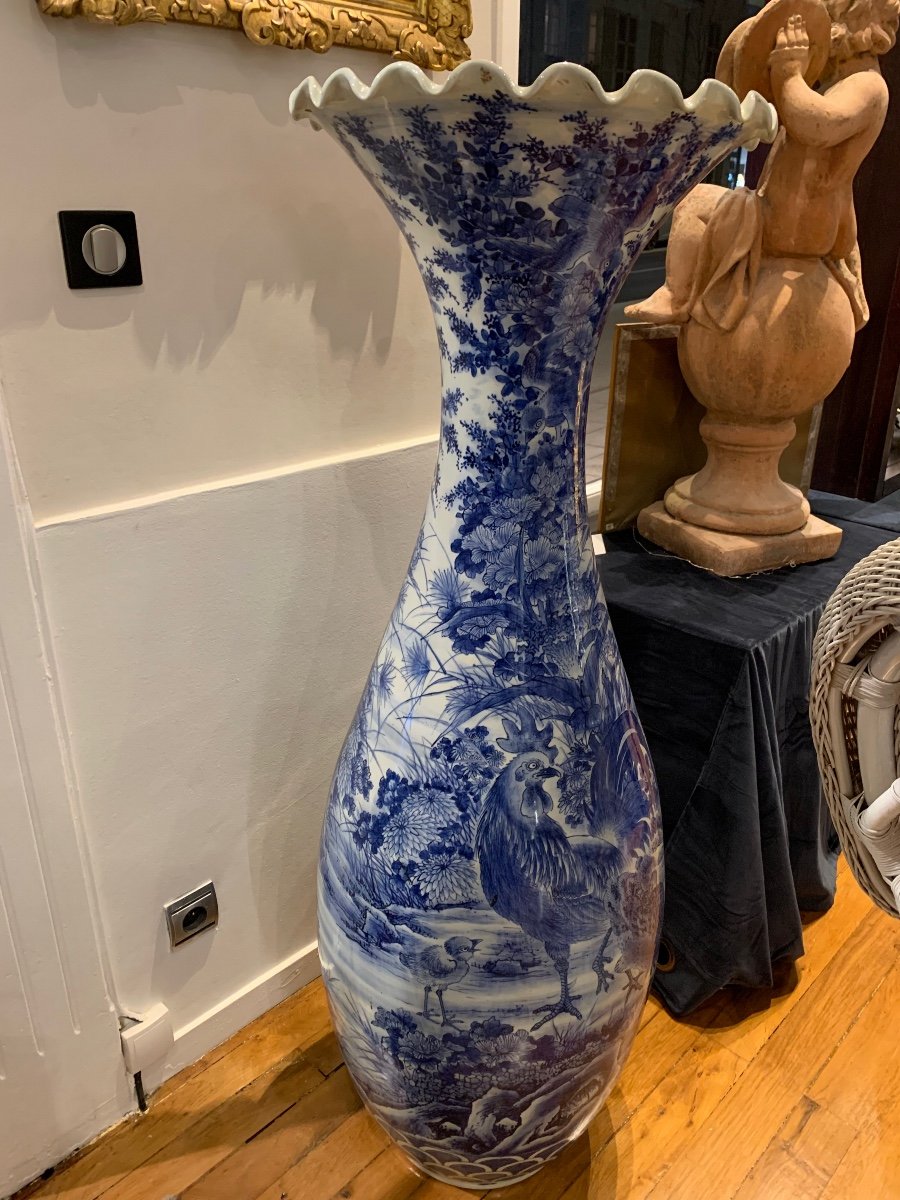 Vase Japon 19 eme Decor Aux Coqs.