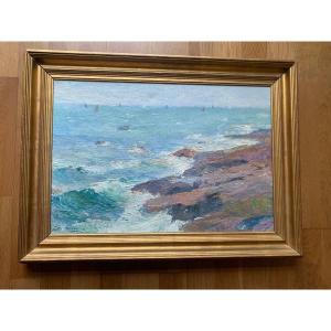 Huile Sur Toile D Henri Buron (bord De Mer Breton)