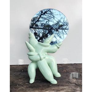 Celadon Mirror Signed By Jean Boggio And Published By Les Héritiers XXème