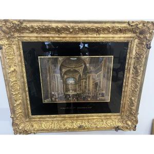 Belle peinture sur papier 19 ieme église de la Madeleine à Paris