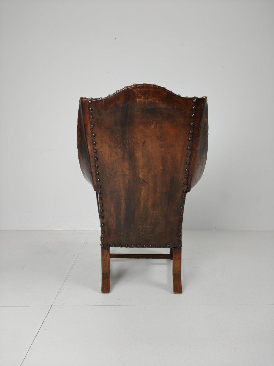 Fauteuil en cuir ancien, Angleterre, vers 1800-photo-7