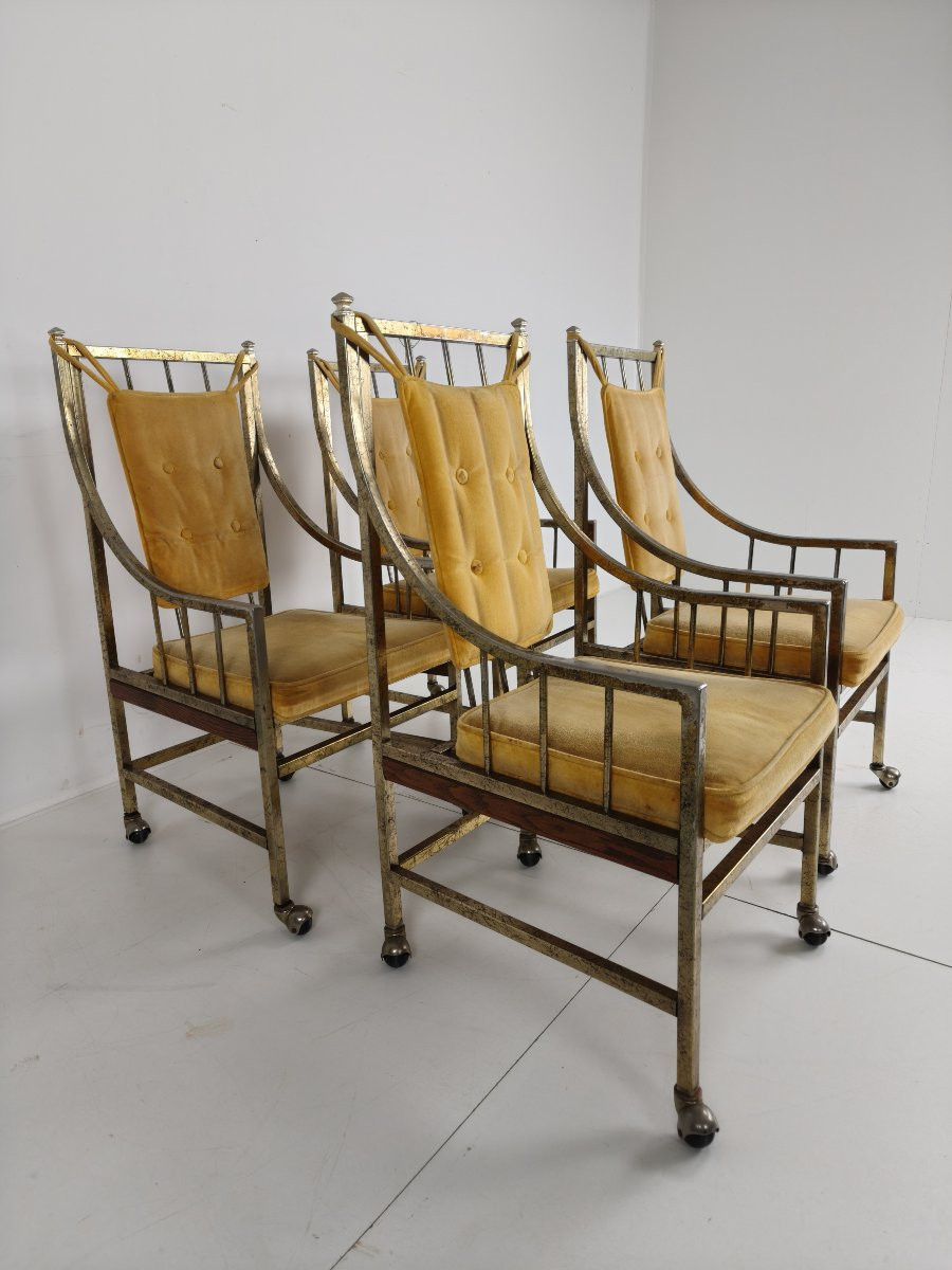 Ensemble de chaises de salle à manger et de salon de style Mid-Century – Dorées, fabriquées ent-photo-4