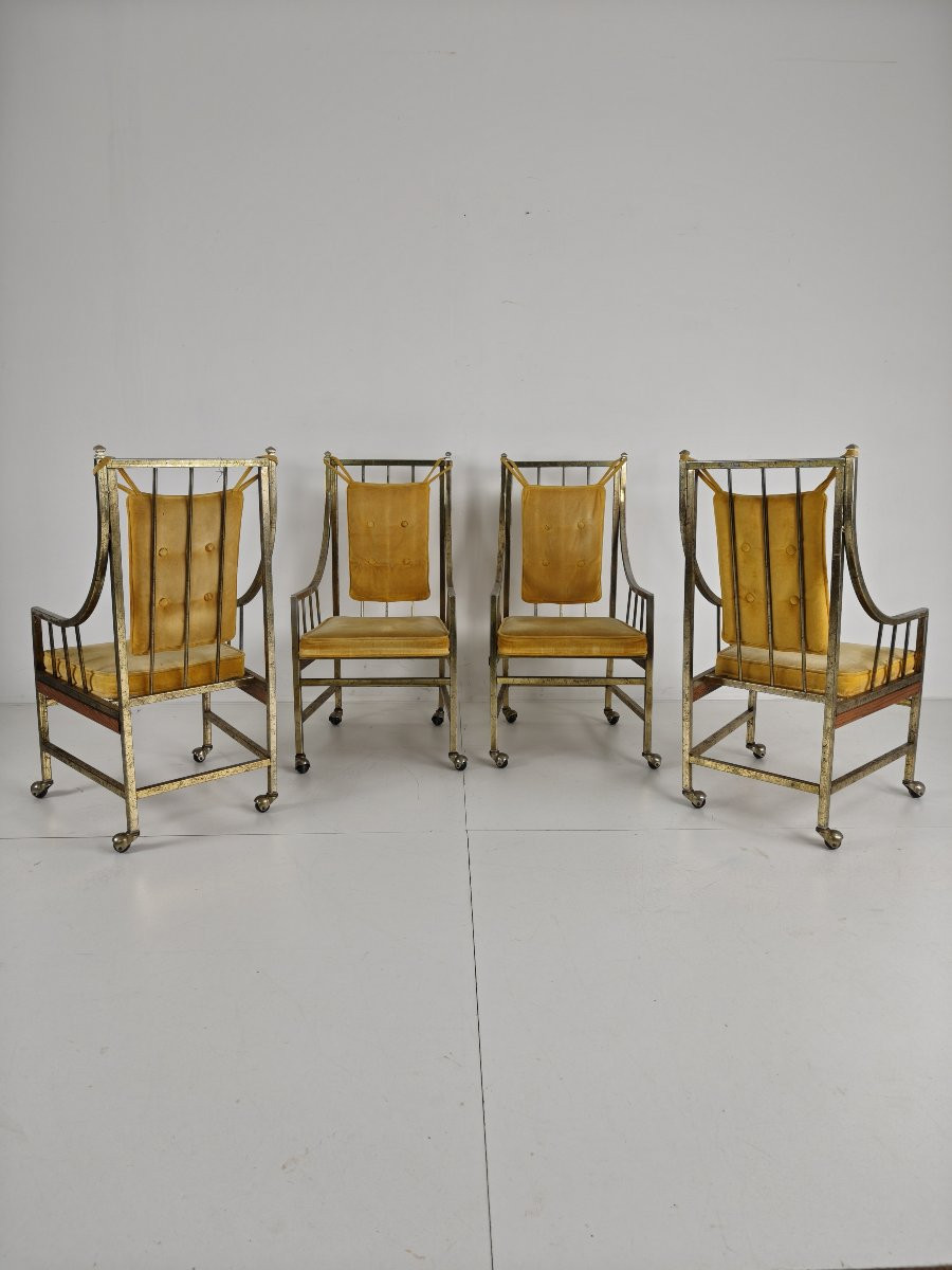Ensemble de chaises de salle à manger et de salon de style Mid-Century – Dorées, fabriquées ent-photo-5