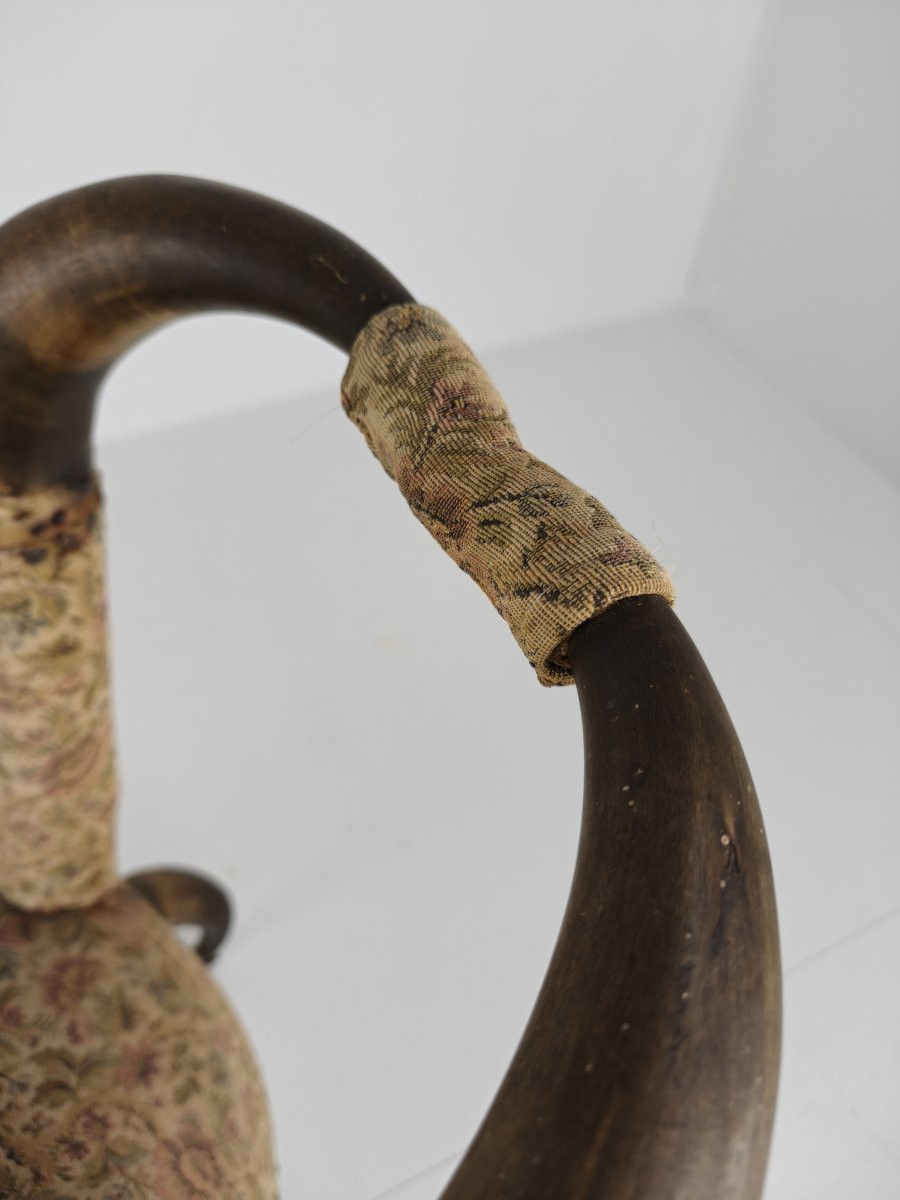Fauteuil à cornes de taureau très décoratif du XIXe siècle (1870)-photo-4