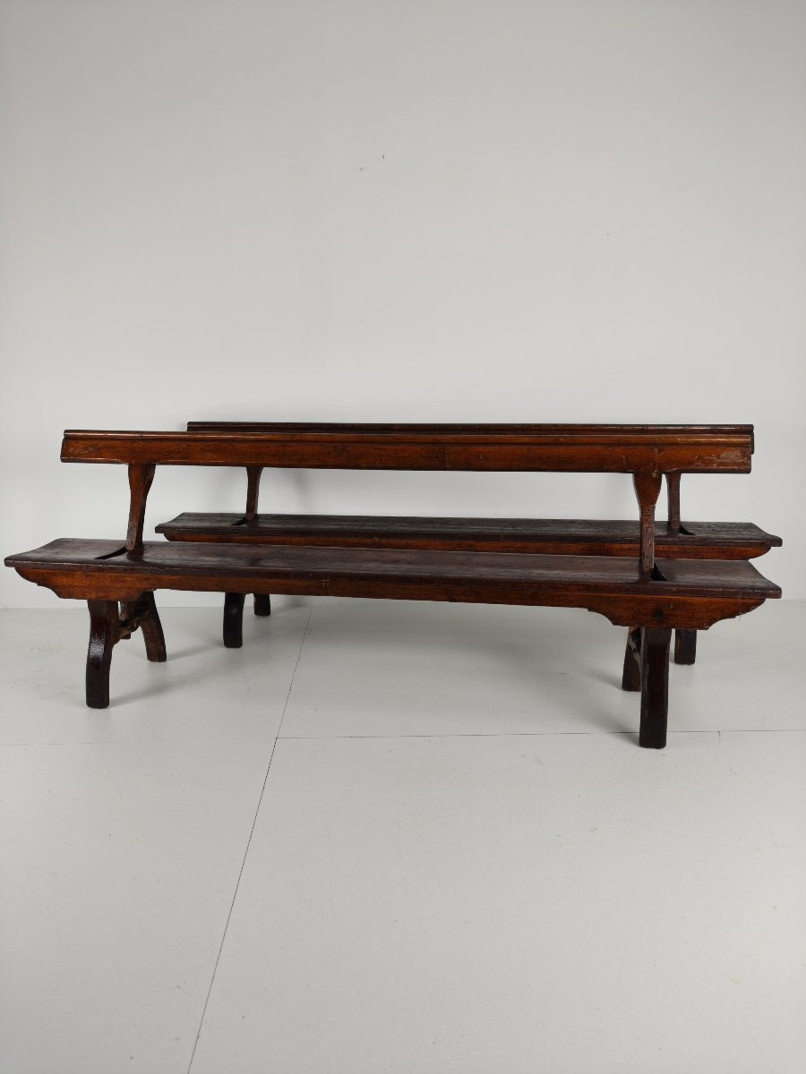 (2) Victorian Pine Pitch Railroad Bench - Halstead's Makers, Todmorden-photo-4