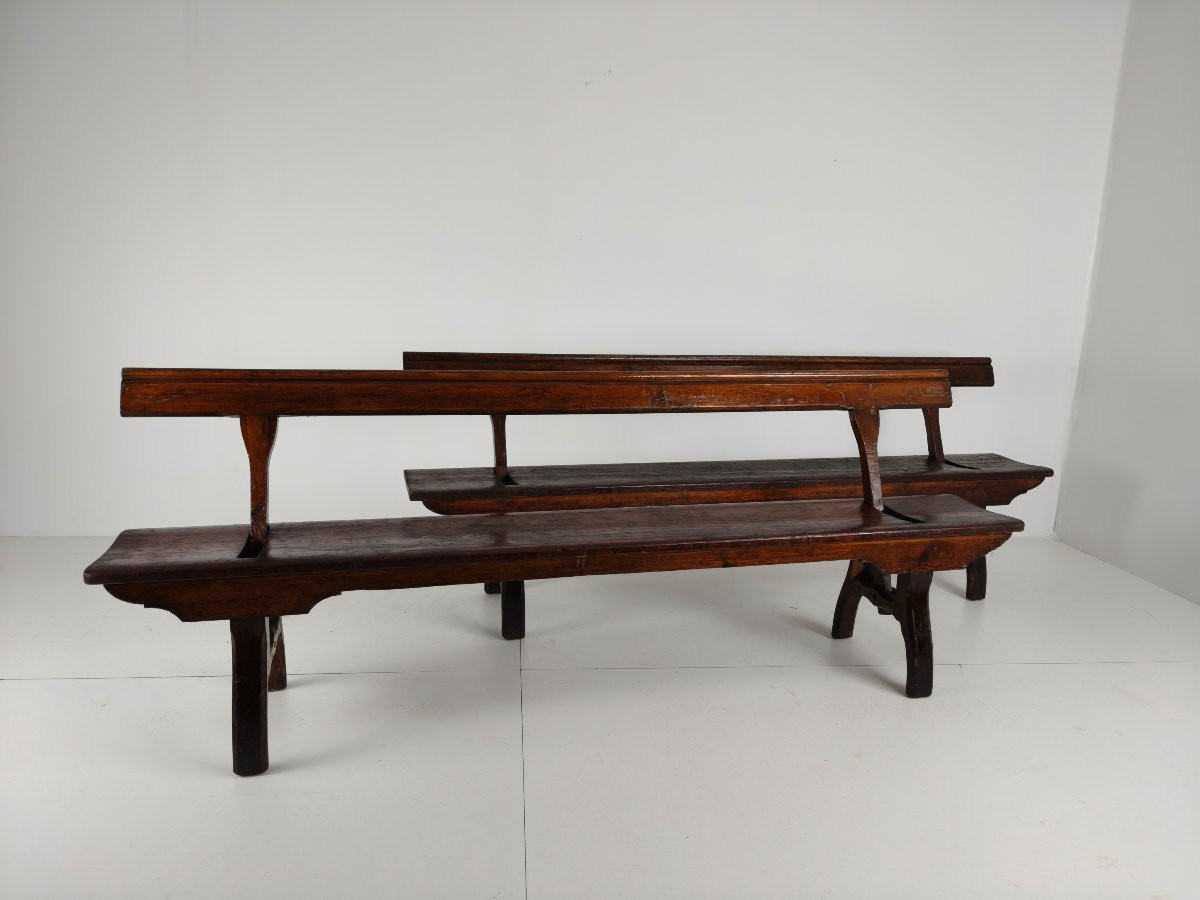 (2) Victorian Pine Pitch Railroad Bench - Halstead's Makers, Todmorden-photo-8