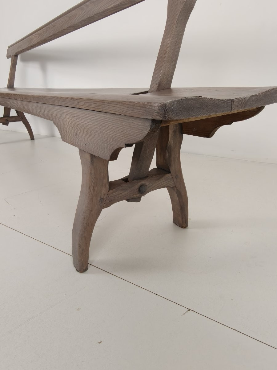 Banc de chemin de fer victorien en pin pitchpin – Dossier réversible-photo-5