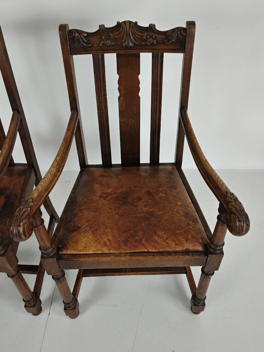 Paire de fauteuils en chêne F. Parker & Fils – XIXe siècle anglais-photo-2