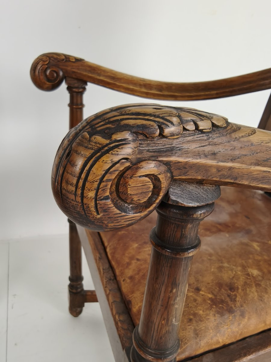 Paire de fauteuils en chêne F. Parker & Fils – XIXe siècle anglais-photo-2