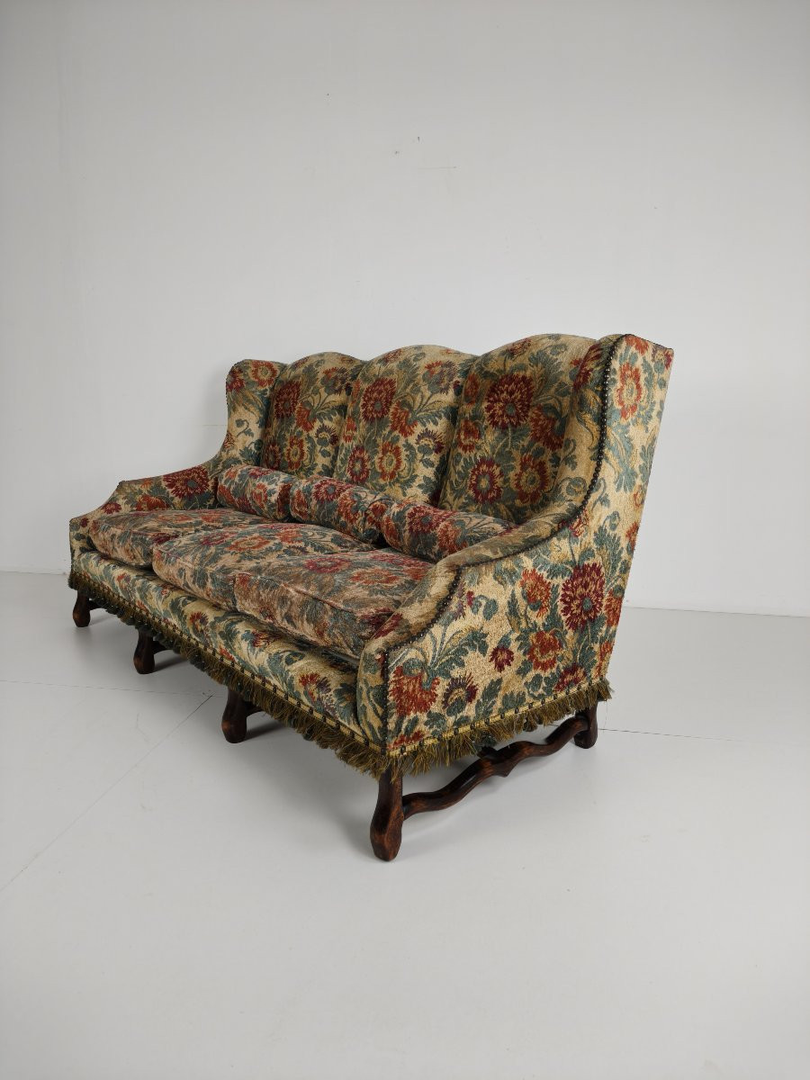 Os De Mouton Sofa In Tapestry – Country House Style, 19th Century (ca. 1820)-photo-3