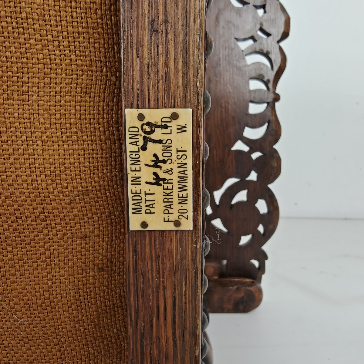 Pair Of Antique English Jacobean Monk's Armchairs And Tables, By F. Parker & Sons-photo-7