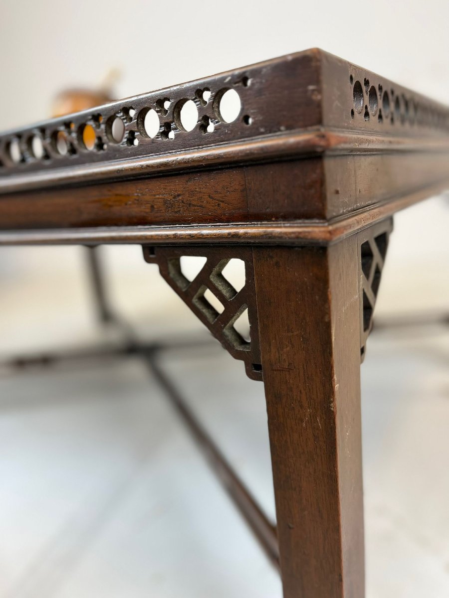 Mahogany Chinese Chippendale Style Cocktail Table-photo-4