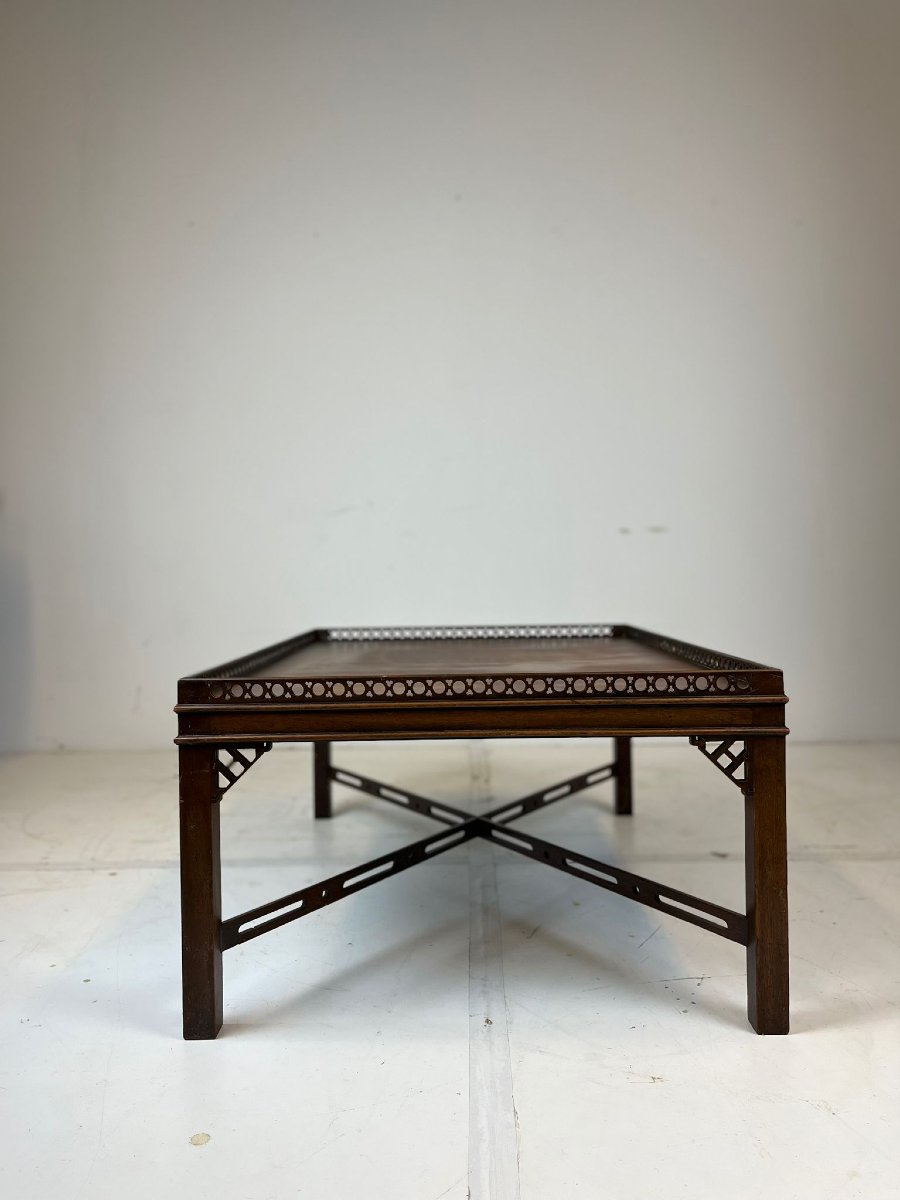 Mahogany Chinese Chippendale Style Cocktail Table-photo-5
