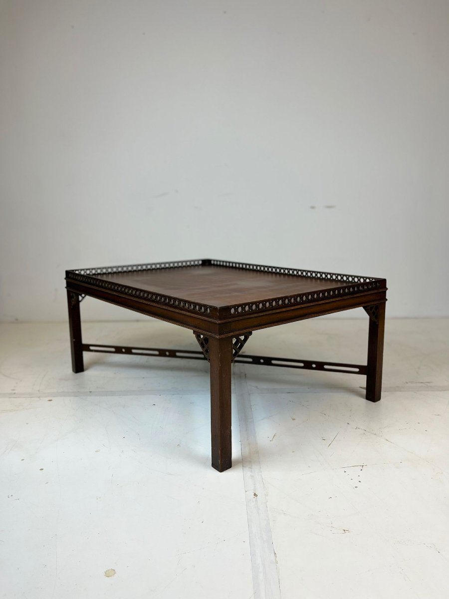 Mahogany Chinese Chippendale Style Cocktail Table-photo-6