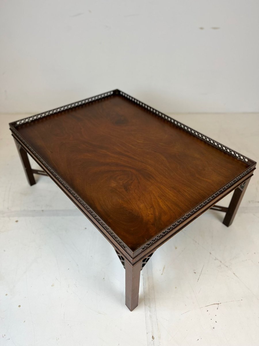 Mahogany Chinese Chippendale Style Cocktail Table-photo-7
