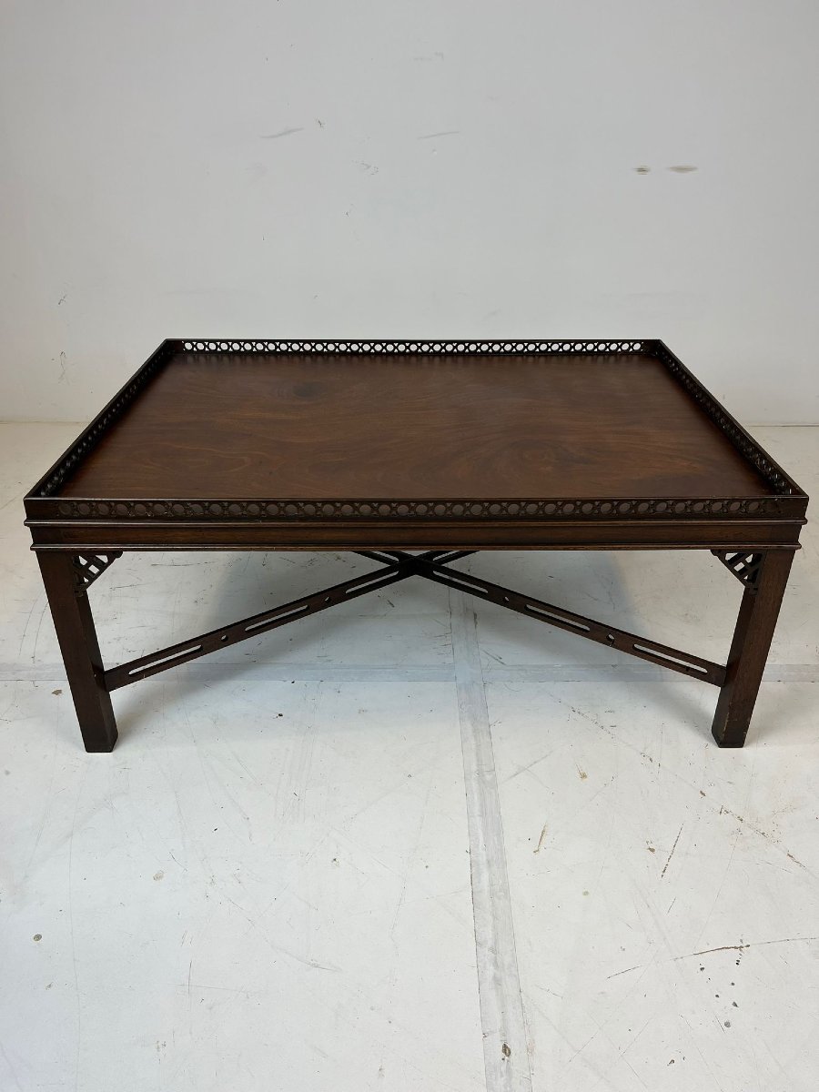 Mahogany Chinese Chippendale Style Cocktail Table-photo-8