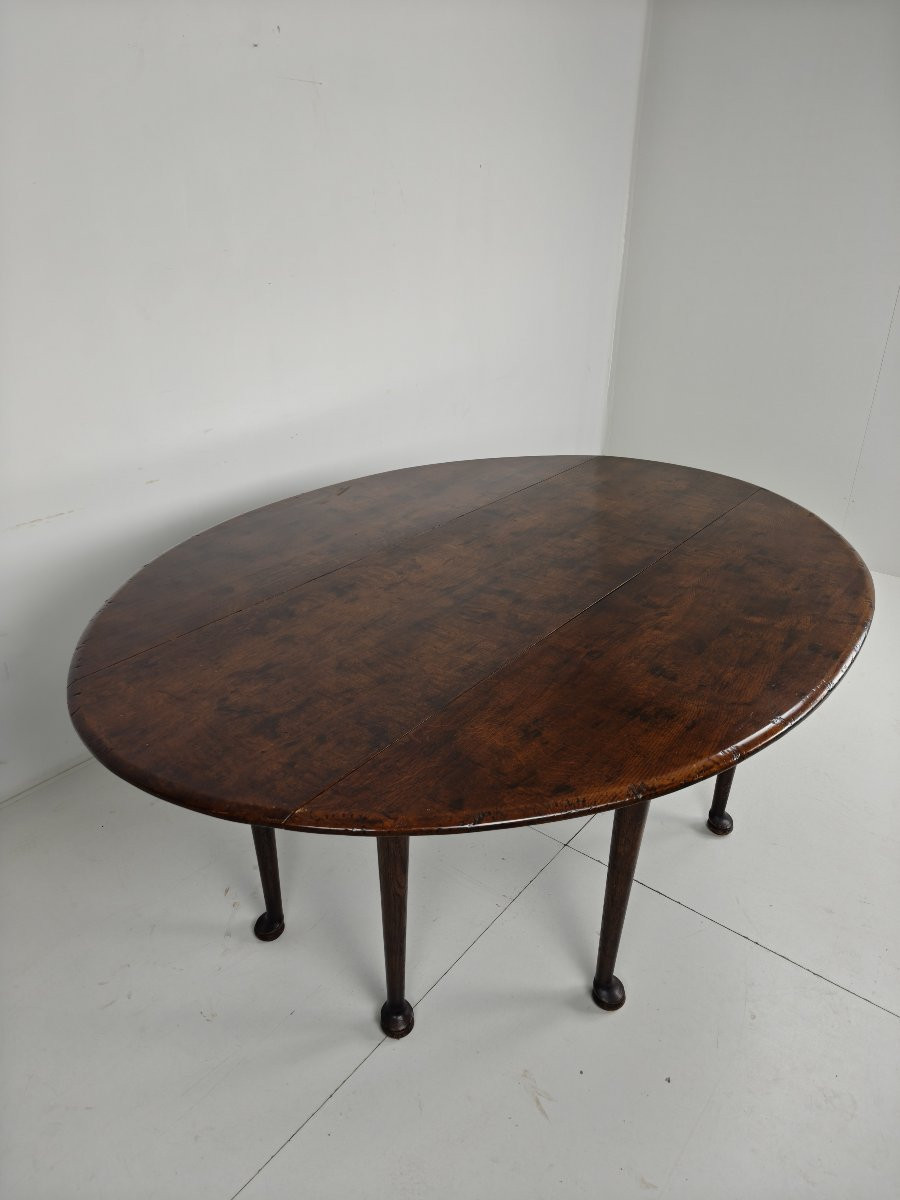 Antique English Folding Dining Table - Victorian Style - 8 Legs - Oval Shape-photo-3