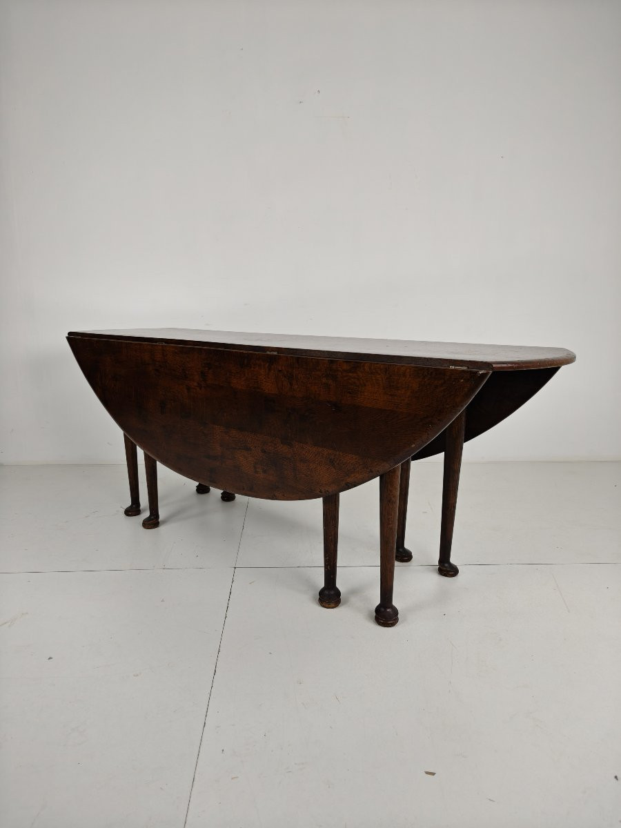 Antique English Folding Dining Table - Victorian Style - 8 Legs - Oval Shape-photo-1