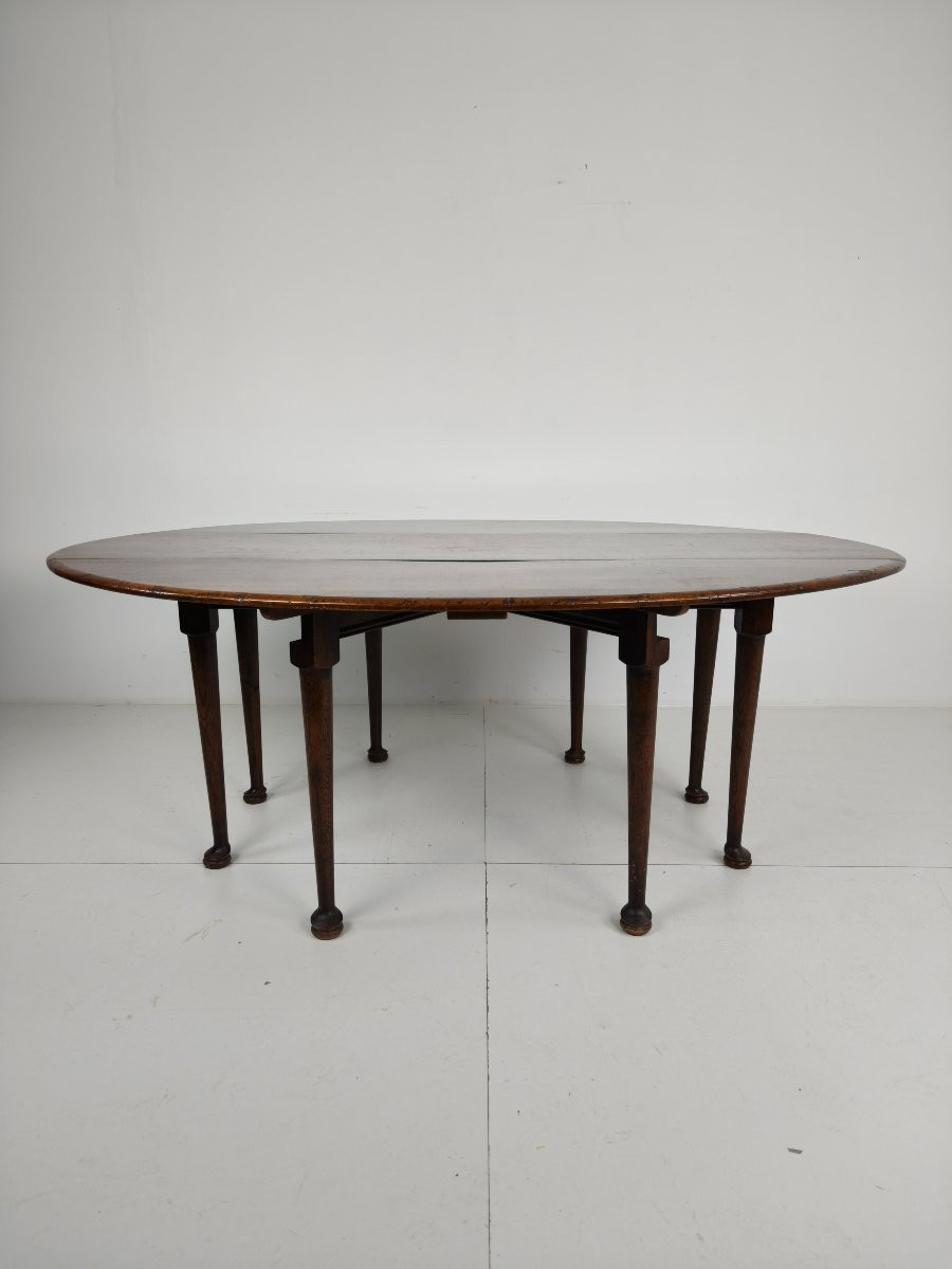 Antique English Folding Dining Table - Victorian Style - 8 Legs - Oval Shape-photo-3