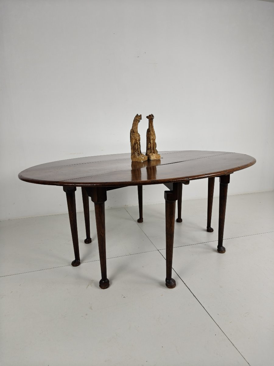 Antique English Folding Dining Table - Victorian Style - 8 Legs - Oval Shape-photo-6