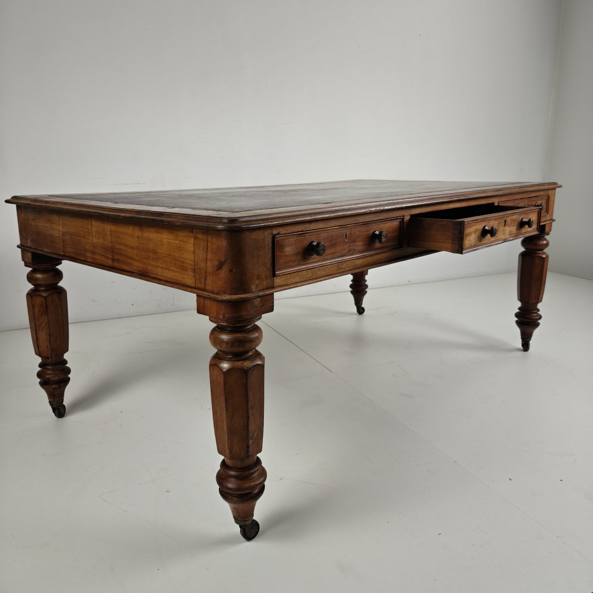 Bureau/table d'écriture double face anglais du XIXe siècle par S. & H.; Jewell, A.-photo-4