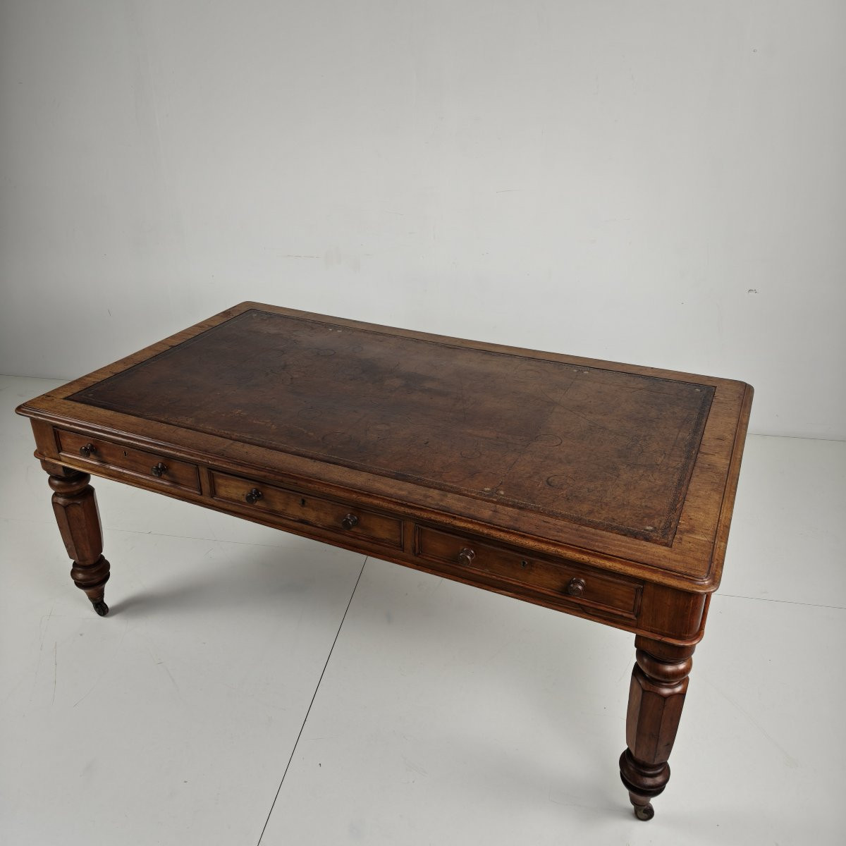 Bureau/table d'écriture double face anglais du XIXe siècle par S. & H.; Jewell, A.-photo-8