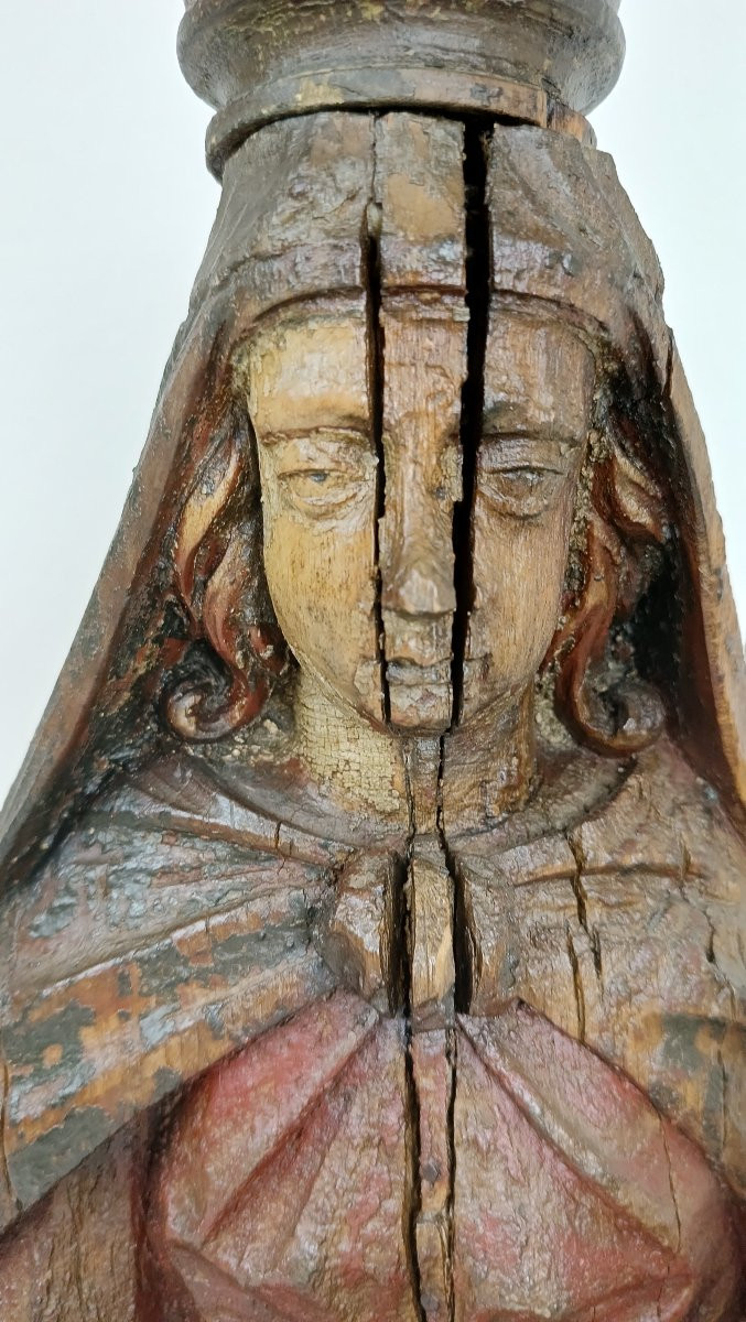 Statue en bois de la Vierge Marie avec Jésus-photo-4