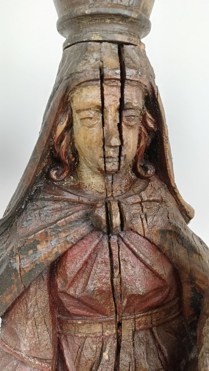 Statue en bois de la Vierge Marie avec Jésus-photo-3