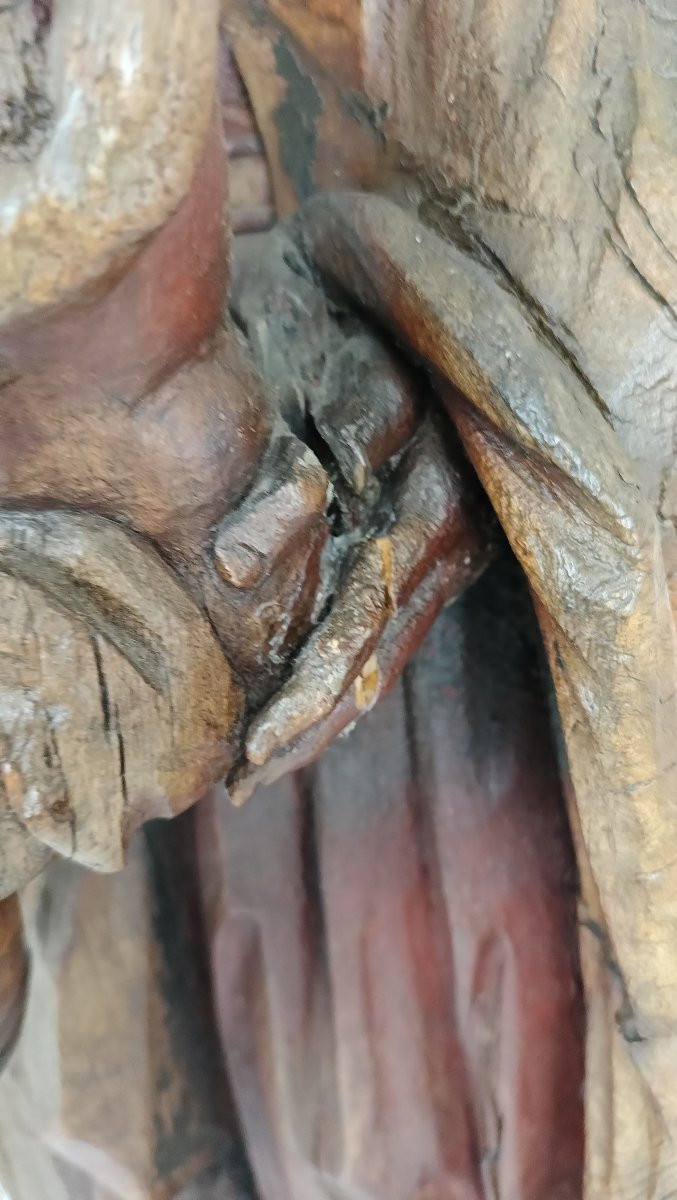 Statue en bois de la Vierge Marie avec Jésus-photo-5