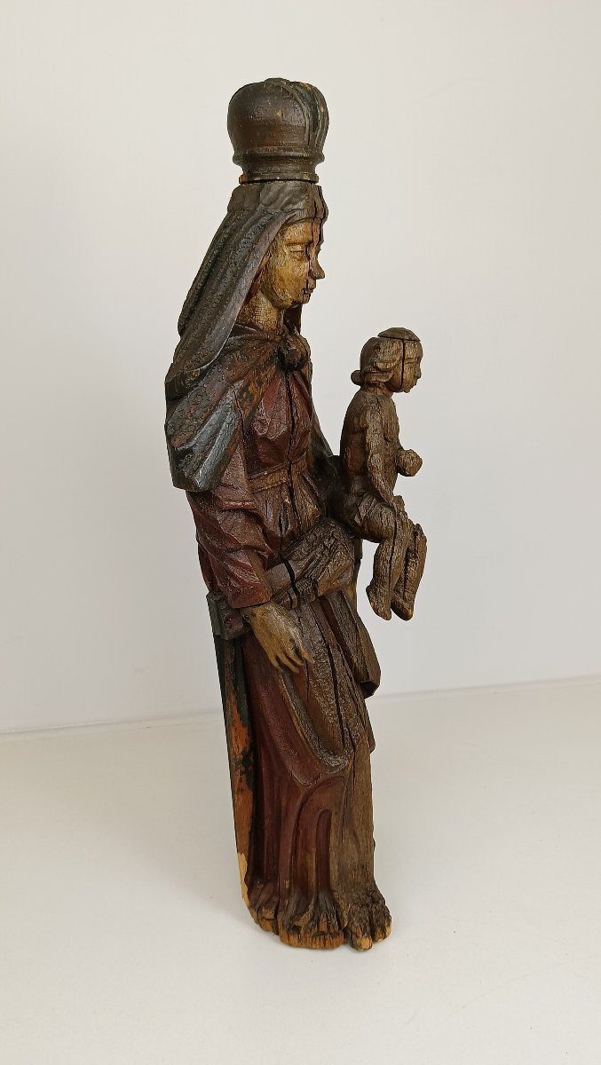Statue en bois de la Vierge Marie avec Jésus-photo-6
