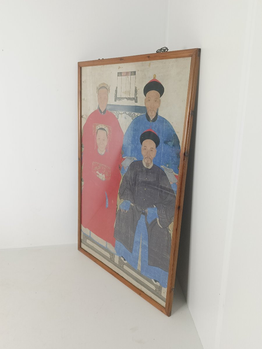 A Framed Ancestral Chinese Portrait Is A Traditional Hand-made Painting.-photo-3