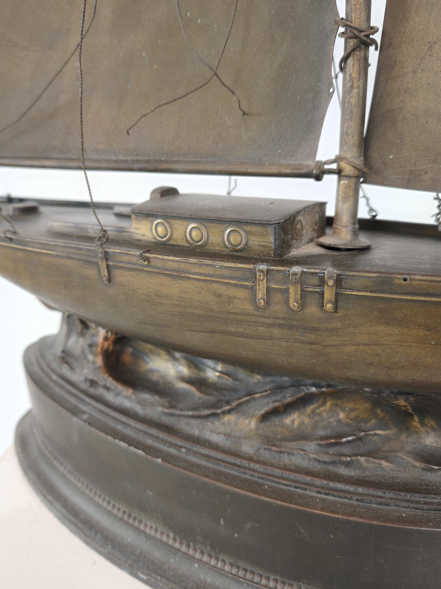 Brass Sailboat - Signed And Made In 1912-photo-4