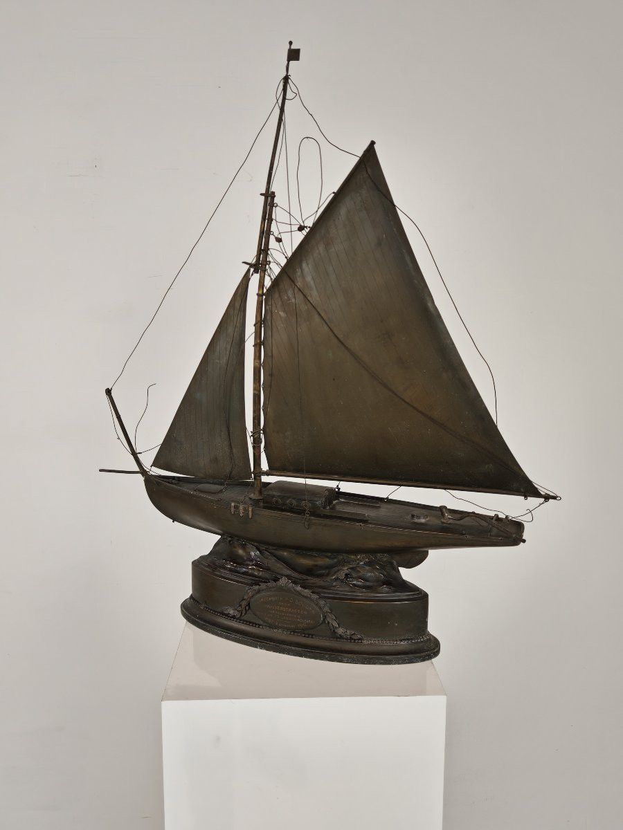 Brass Sailboat - Signed And Made In 1912-photo-6