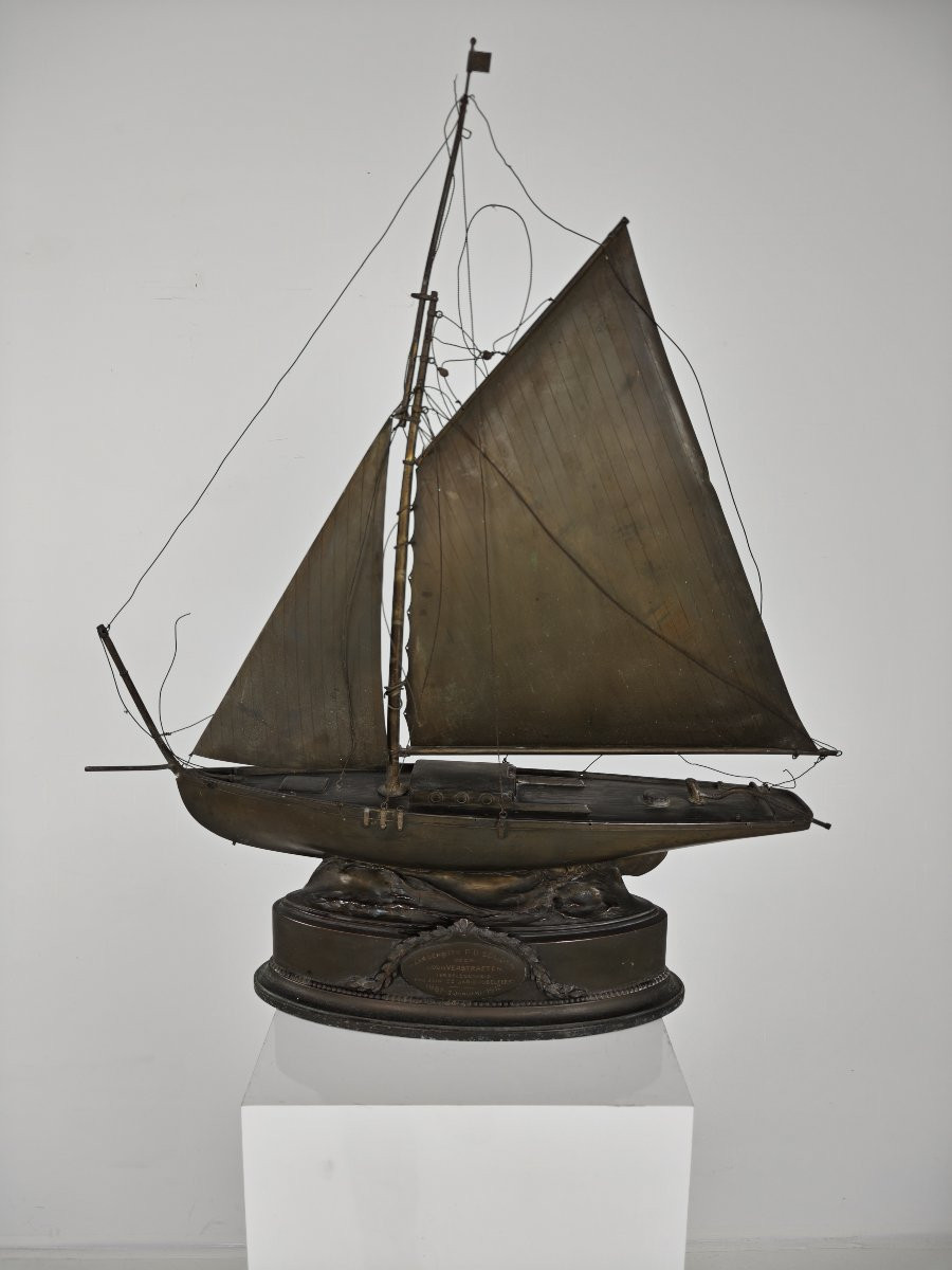 Brass Sailboat - Signed And Made In 1912-photo-8