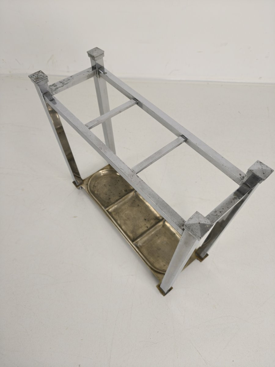 Art Deco Chromed Umbrella/cane Stand - Small Model-photo-4