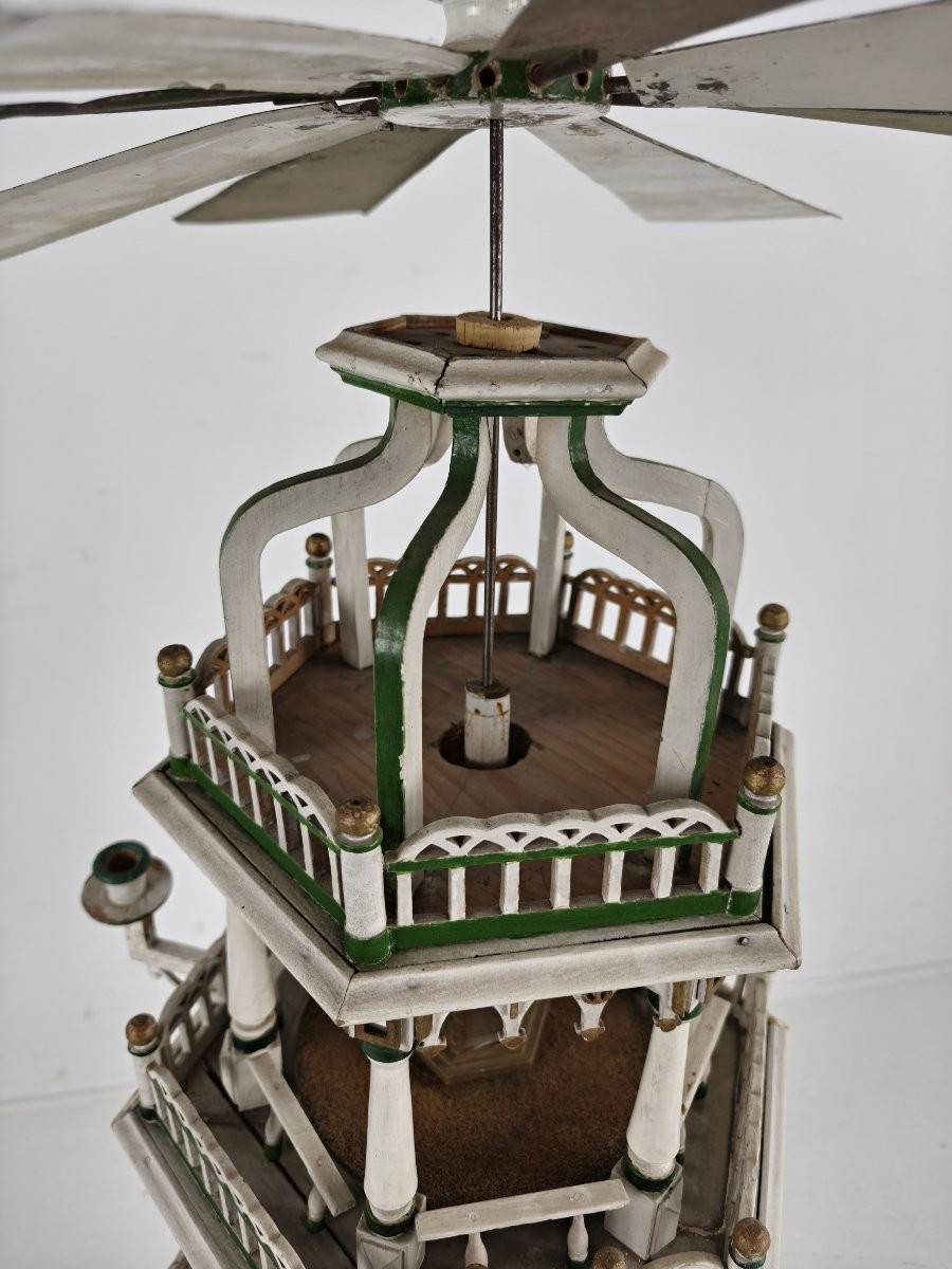 Handcrafted Christmas Pyramid From The 19th Century - Rare And Beautiful Piece Of German Folk Art-photo-3