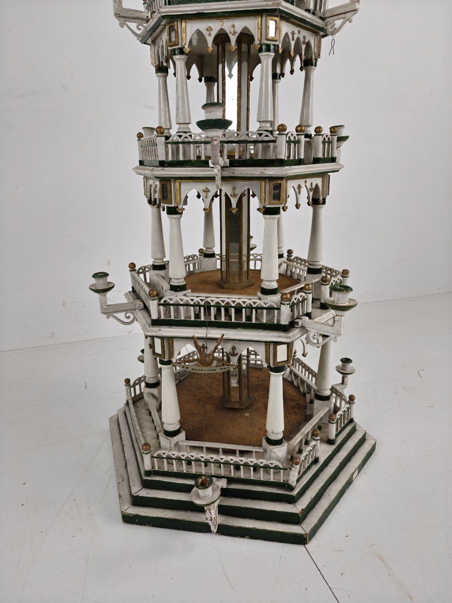 Handcrafted Christmas Pyramid From The 19th Century - Rare And Beautiful Piece Of German Folk Art-photo-5