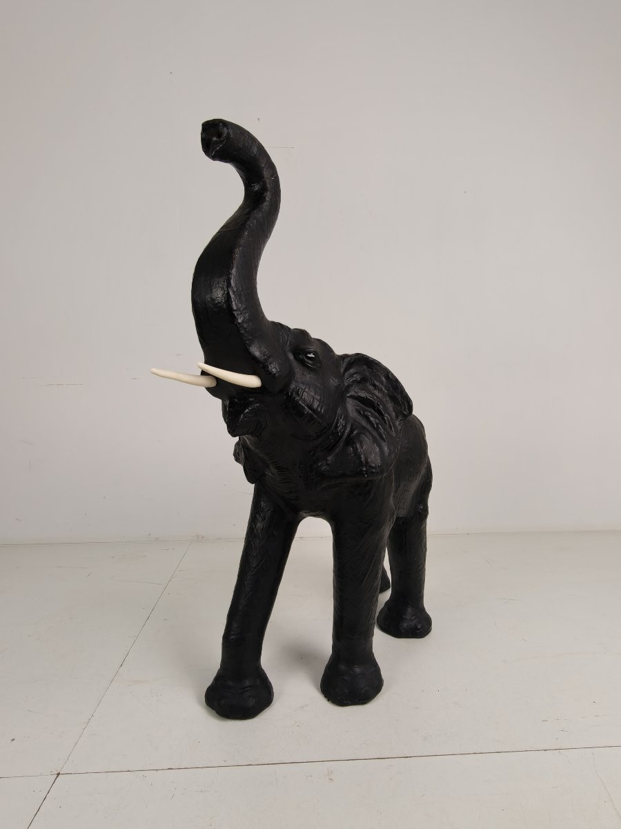 Sculpture d'éléphant en cuir extra large, 130 cm – vers 1950-photo-4