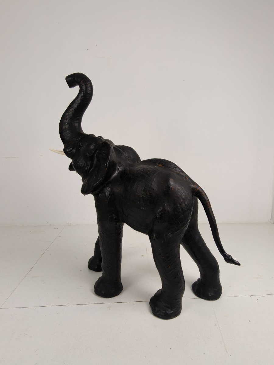 Sculpture d'éléphant en cuir extra large, 130 cm – vers 1950-photo-2