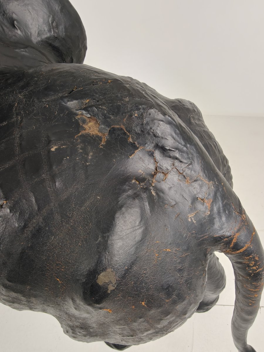 Sculpture d'éléphant en cuir extra large, 130 cm – vers 1950-photo-3
