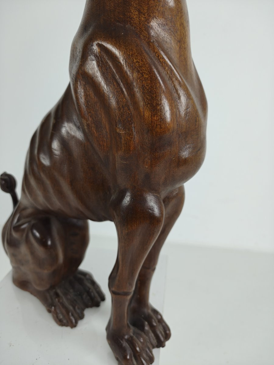 Hand-carved Wooden Greyhound Statue - 20th Century-photo-2