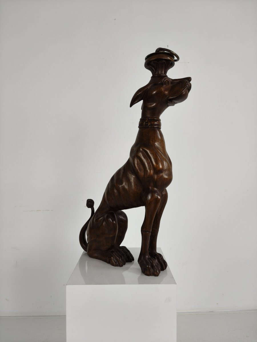 Hand-carved Wooden Greyhound Statue - 20th Century-photo-6