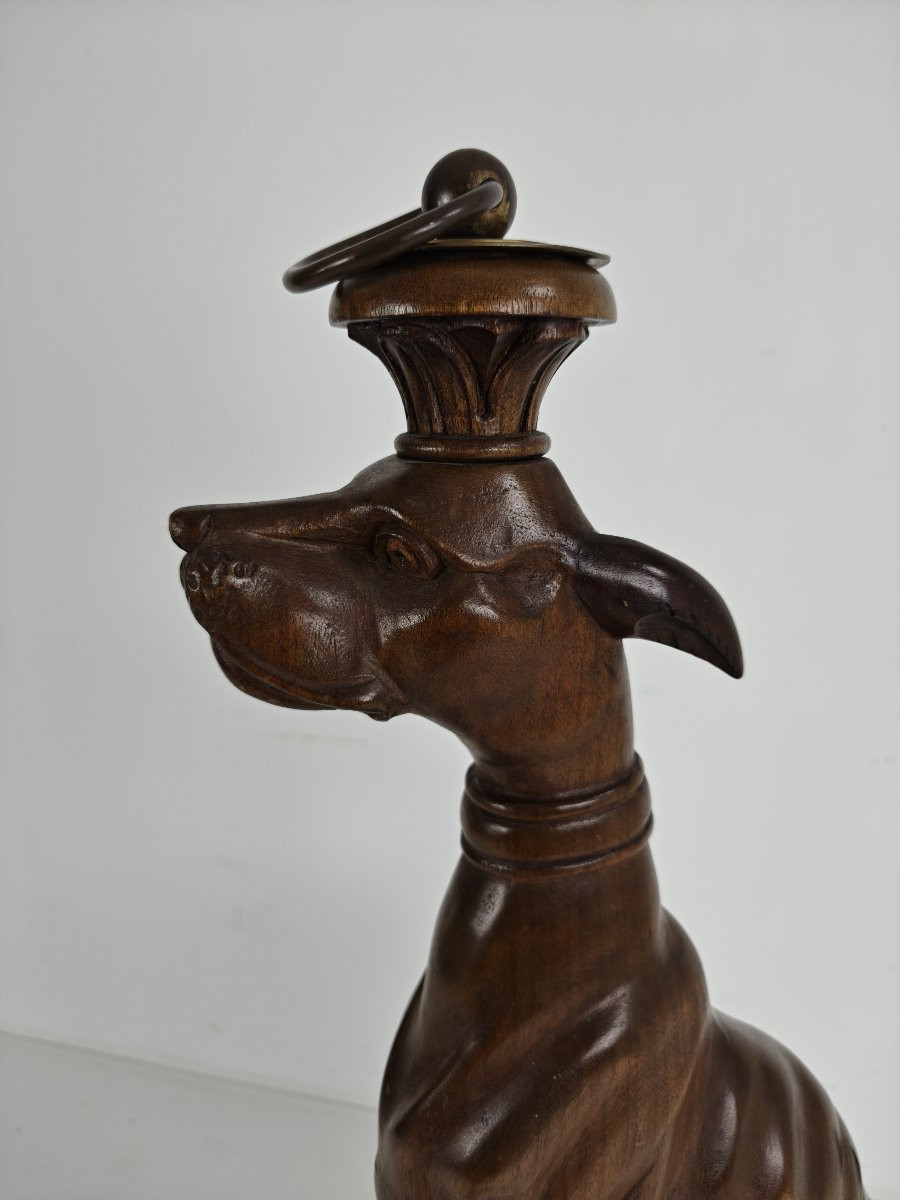Hand-carved Wooden Greyhound Statue - 20th Century-photo-8