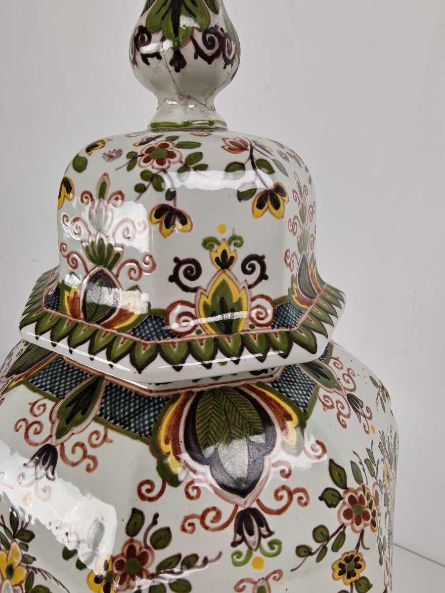 Pot à couvercle Makkum Tichelaar, porcelaine peinte à la main – Néerlandais-photo-2